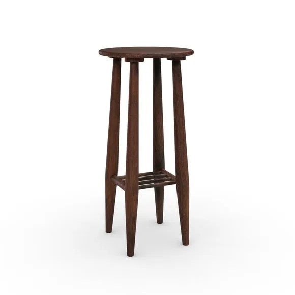Haider Plinth Side Table with Shelf, Acacia Wood 6