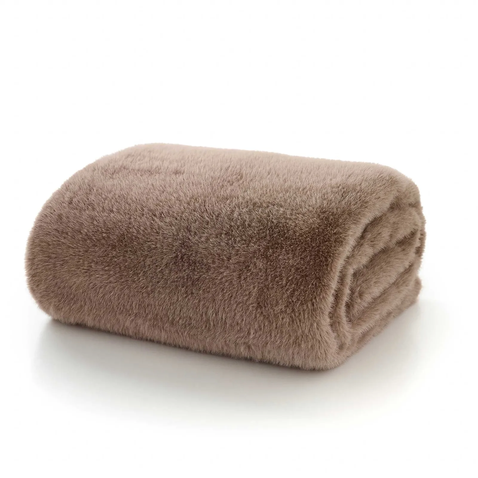 Truffle Faux Fur Throw Blanket, Brown Polyester | Barker & Stonehouse