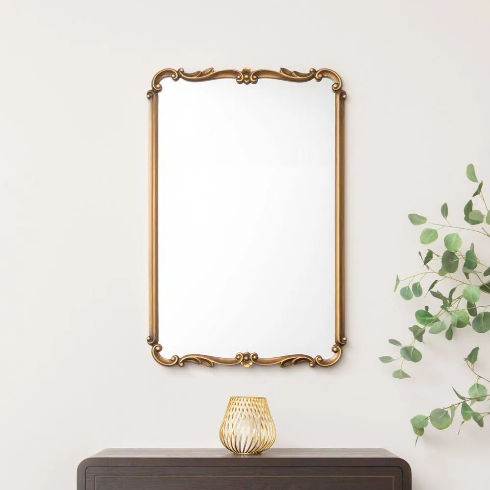 Melody Maison Antique Gold Ornate Framed Wall Decorative Mirror - 90cm X 60cm