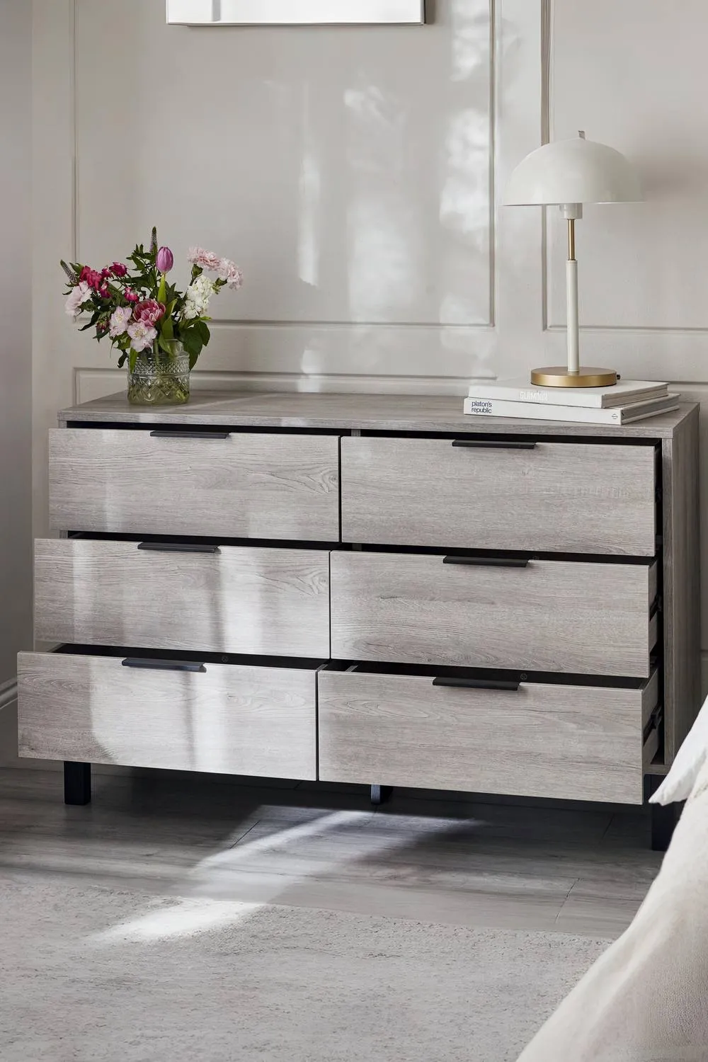 Julian Bowen Bali 6 Drawer Wide Chest in Light Grey 2