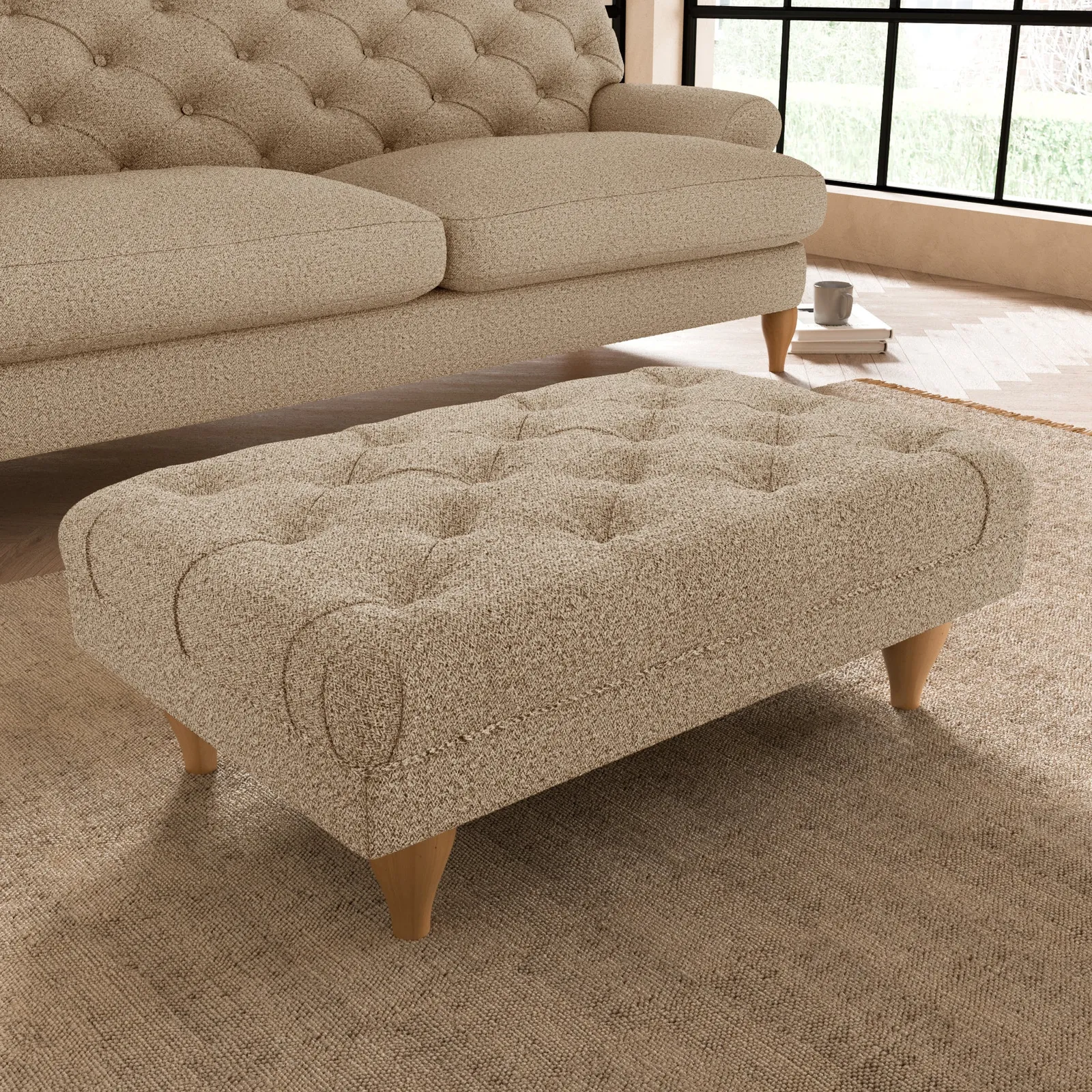 Warwick Cosy Marl Footstool Beige