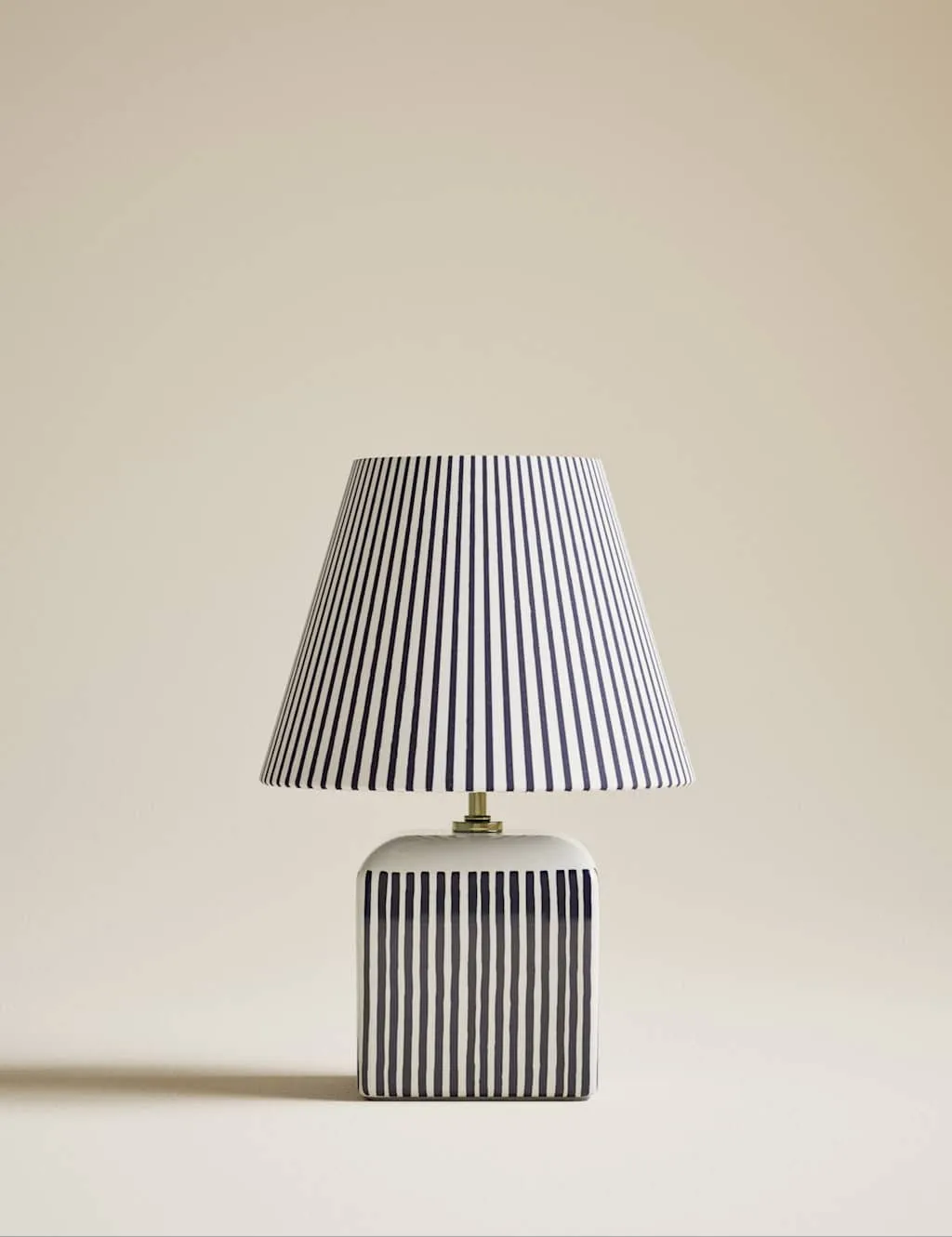 M&S Joshua Ceramic Striped Rechargeable Table Lamp Navy