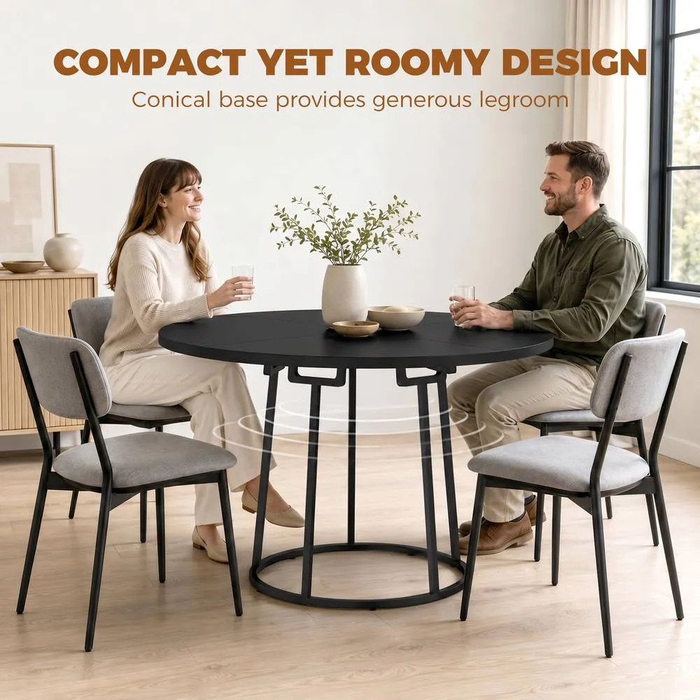 HOMCOM Round Dining Table for 4-6 Space Saving 120 cm Black 5