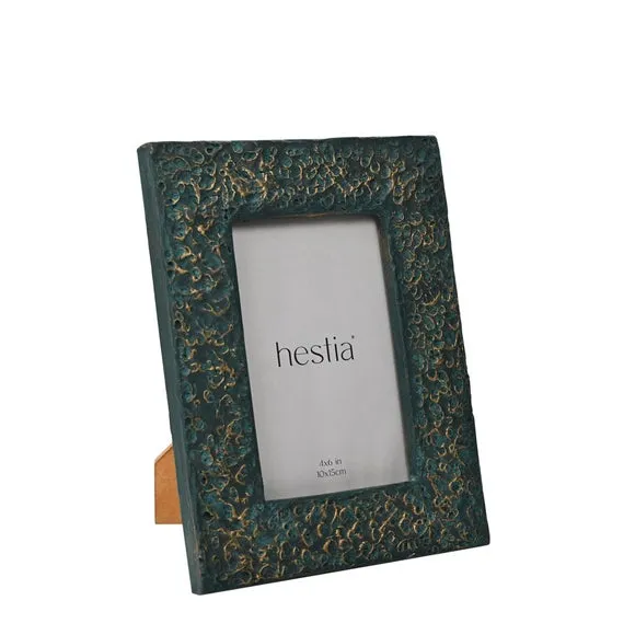 Hestia Teal & Imprinted Gold Photo Frame