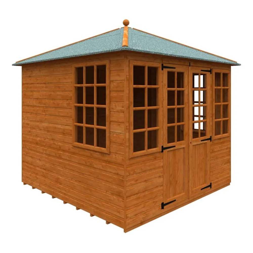 Buttercup Farm 8 x 8 Feet Georgian Pyramid 12mm Shed - Solid Wood/Softwood/Pine in Burnt Orange