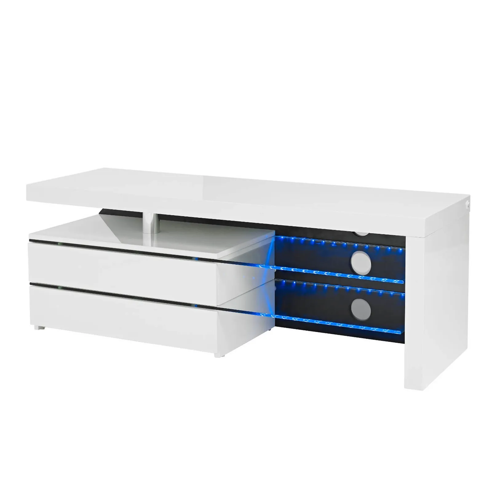 Milano White TV Stand with LED Lights White