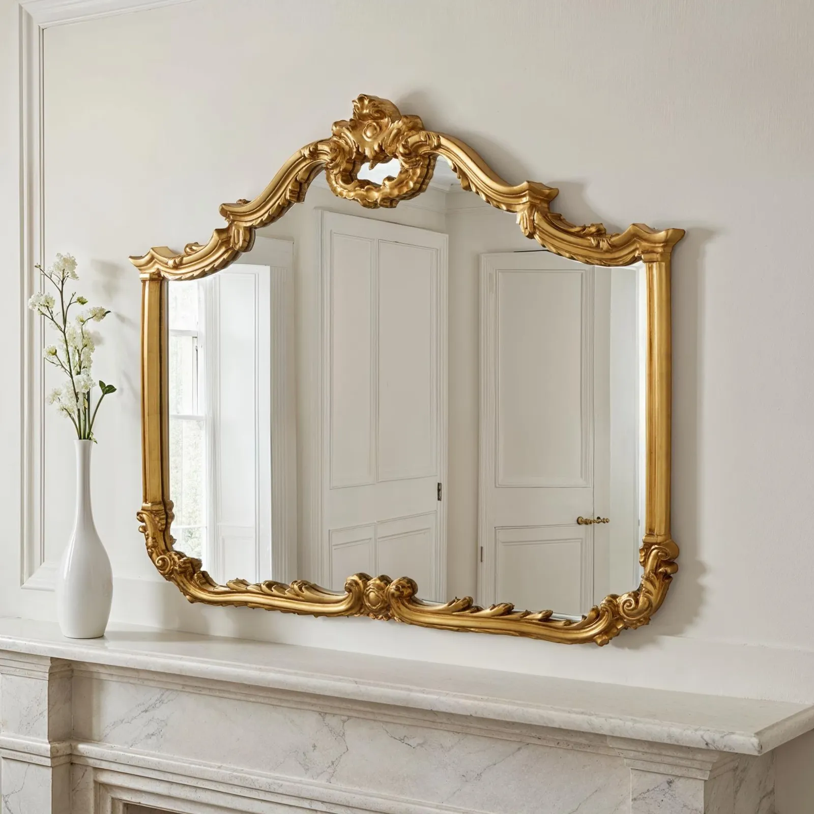 Yearn Mirrors Carved Landscape mirror Gold 122(w)x104cm(h) 2