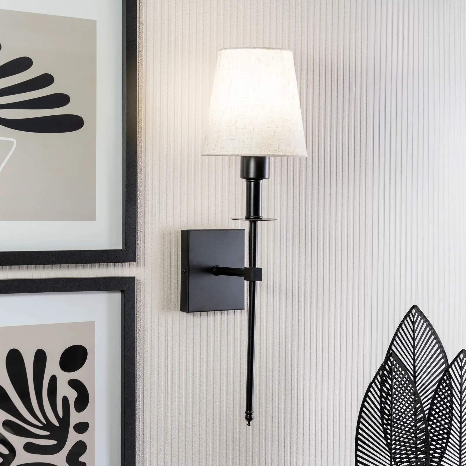 ValueLights Kincaid Rechargeable Single Easy Fit Dimmable Remote Control Wall Light with Shade in Black 3