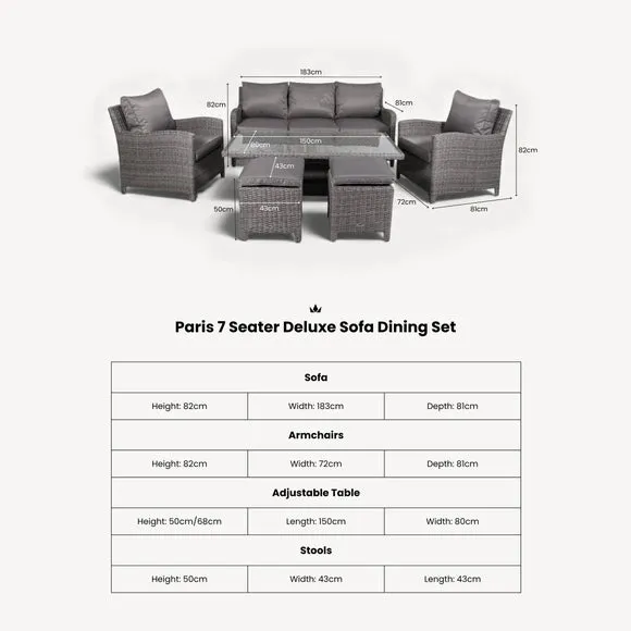 Paris 7 Seater Deluxe Outdoor Sofa and Dining Set 6