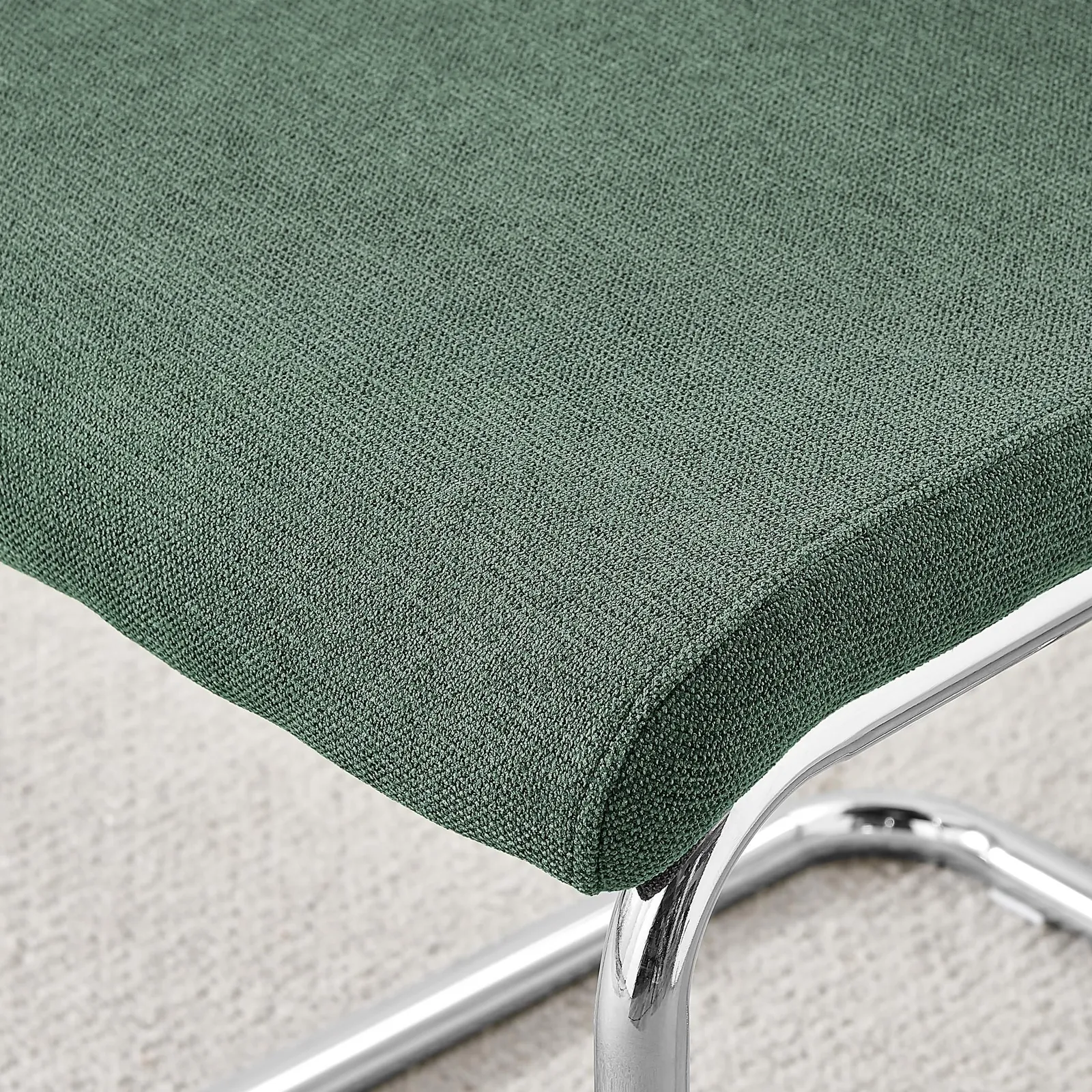 FurnitureboxUK Lorenzo 2x Fabric Silver Leg Dining Chair in Green 6