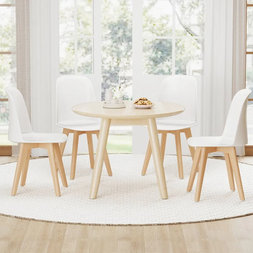 Costway Modern Dining Chairs Set of 2 Armless Kitchen Chairs Side Chair in White 4