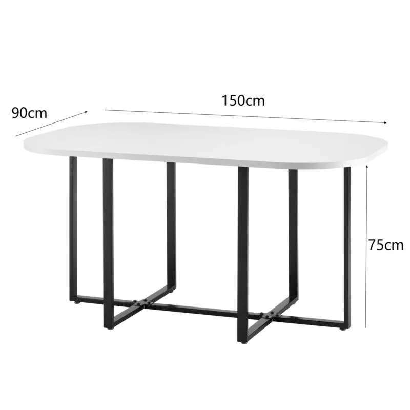 Comfy Living Ltd White 150cm Square Dining Table Set with 6 Black Chairs 2