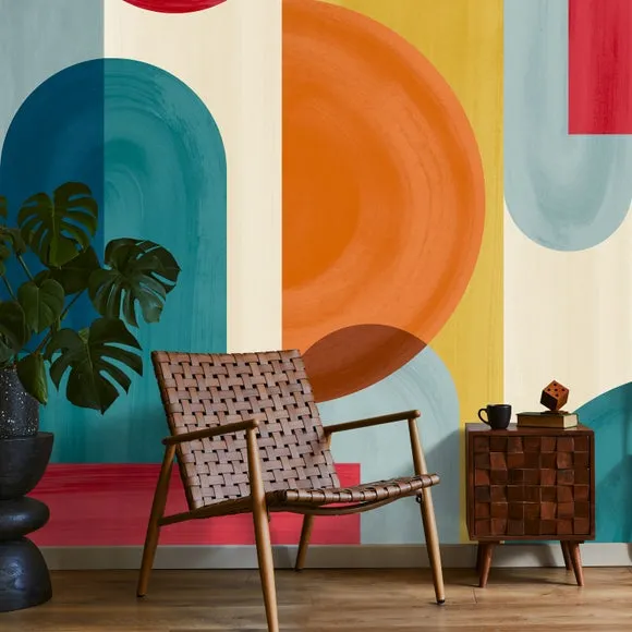 Bright Textured Geometric Wall Mural 1