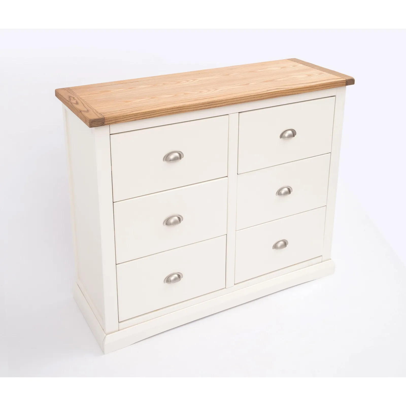 Cabinet Bits Cosenza 6 Drawer Chest of Drawers Chrome Cup Handle in Off-White 4