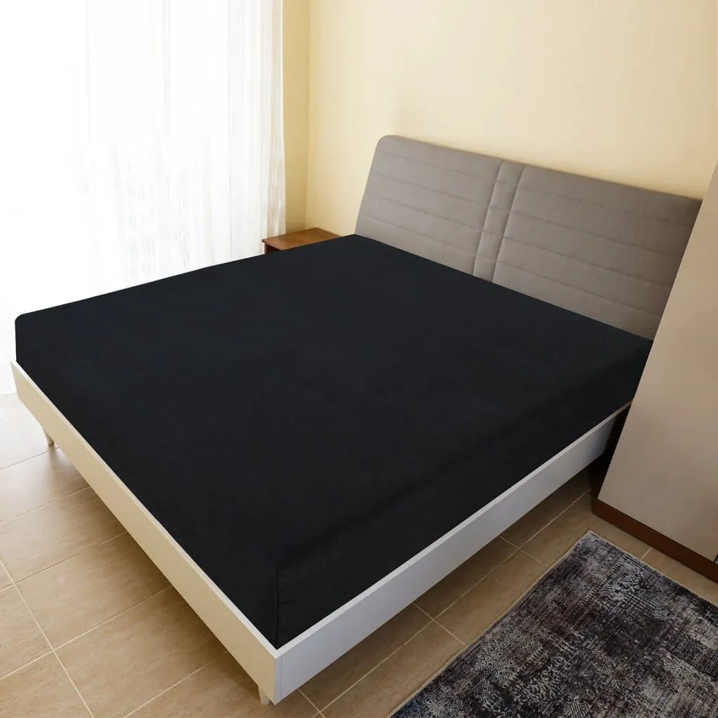 Berkfield Home Jersey Fitted Sheet Black 160x200 cm Cotton