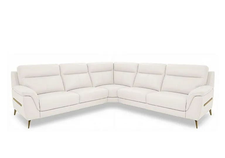 Eclipse Large Leather Corner Sofa - Star White