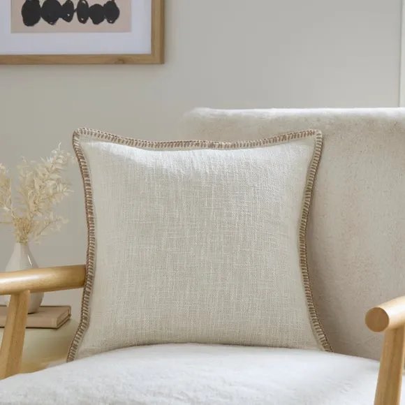 Blanket Stitch Textured Cotton Square Cushion Cover 1