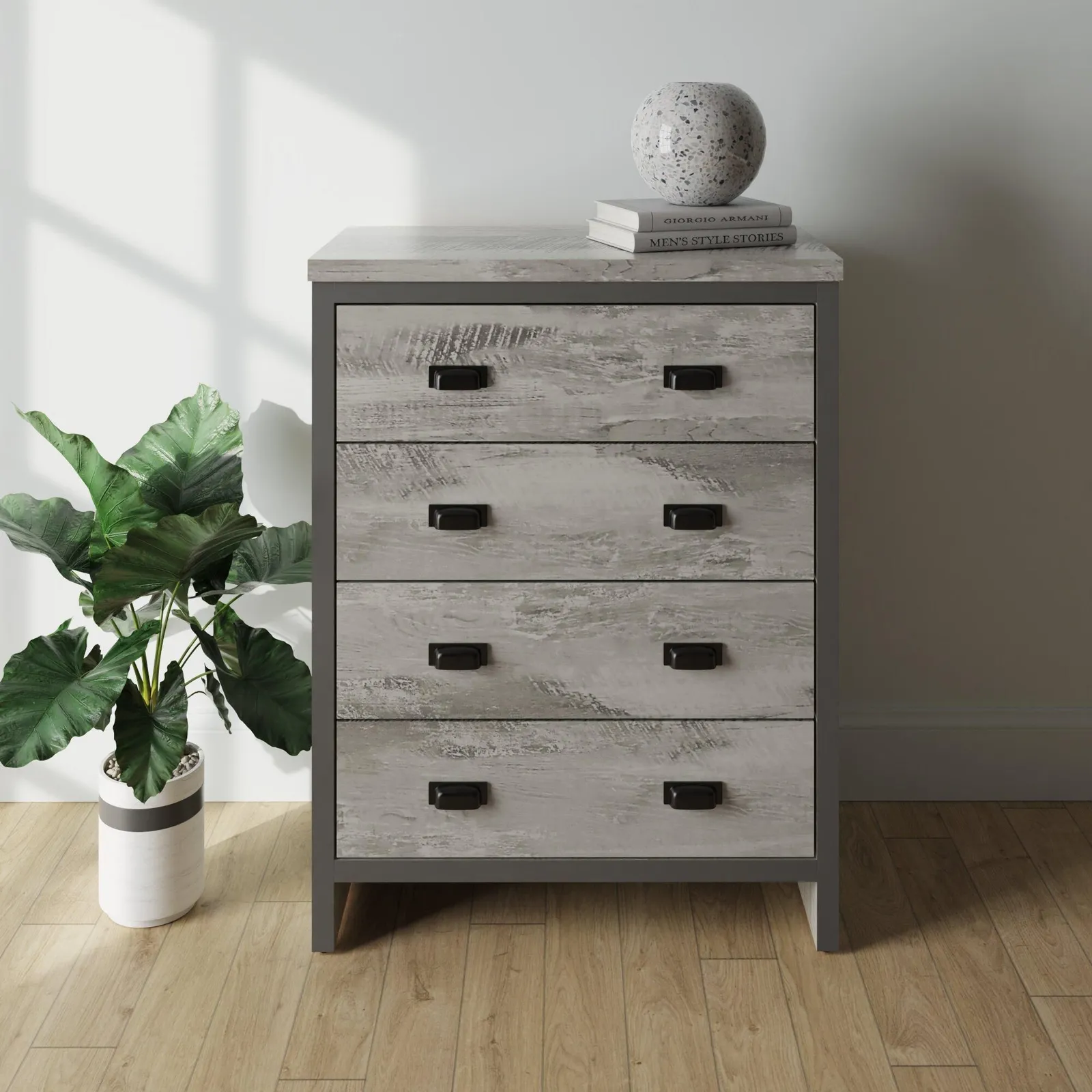GFW Boston 4 Drawer Chest of Drawers in Grey 3