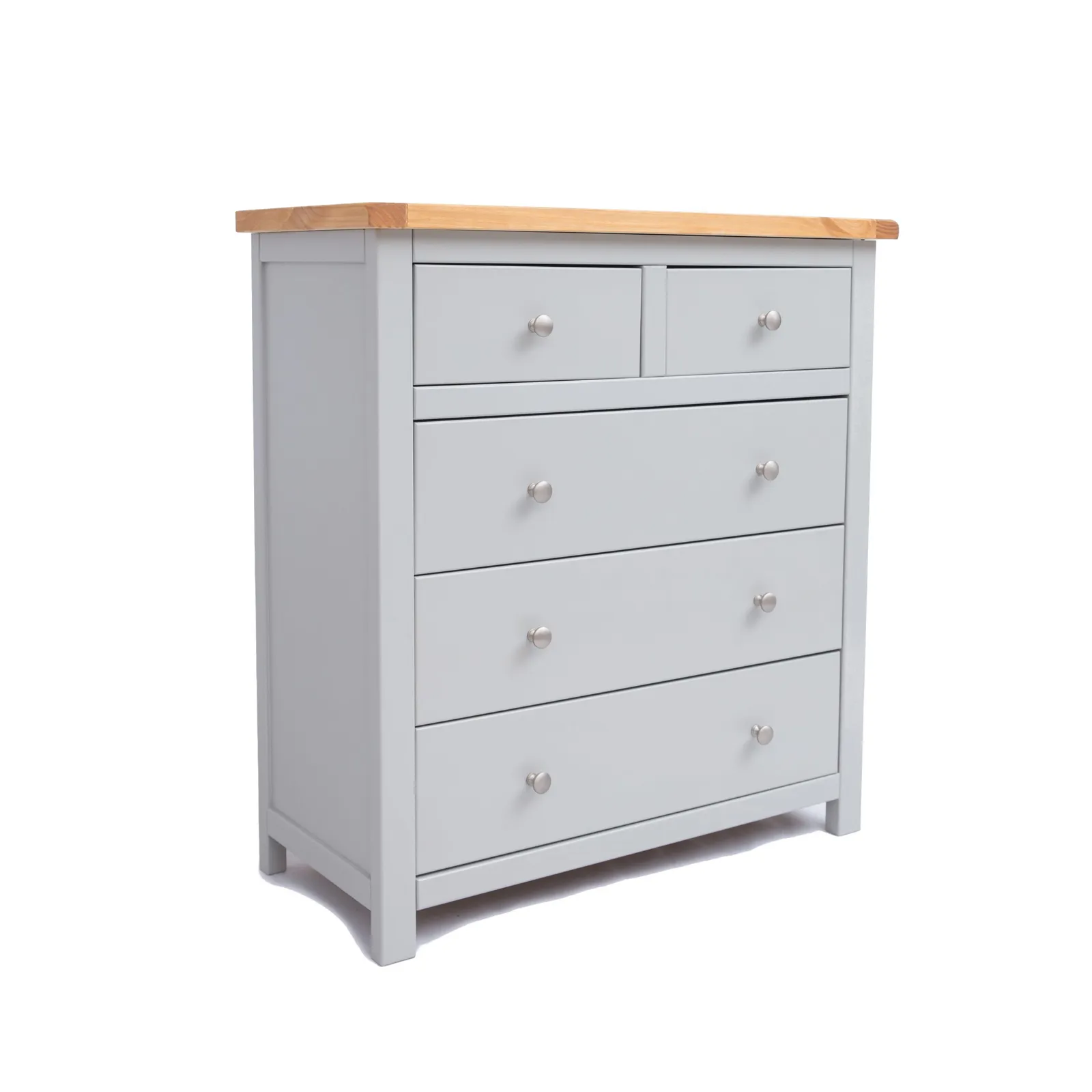 Cabinet Bits Argenta 5 Drawer Chest of Drawers Chrome Knob in Light Grey 2