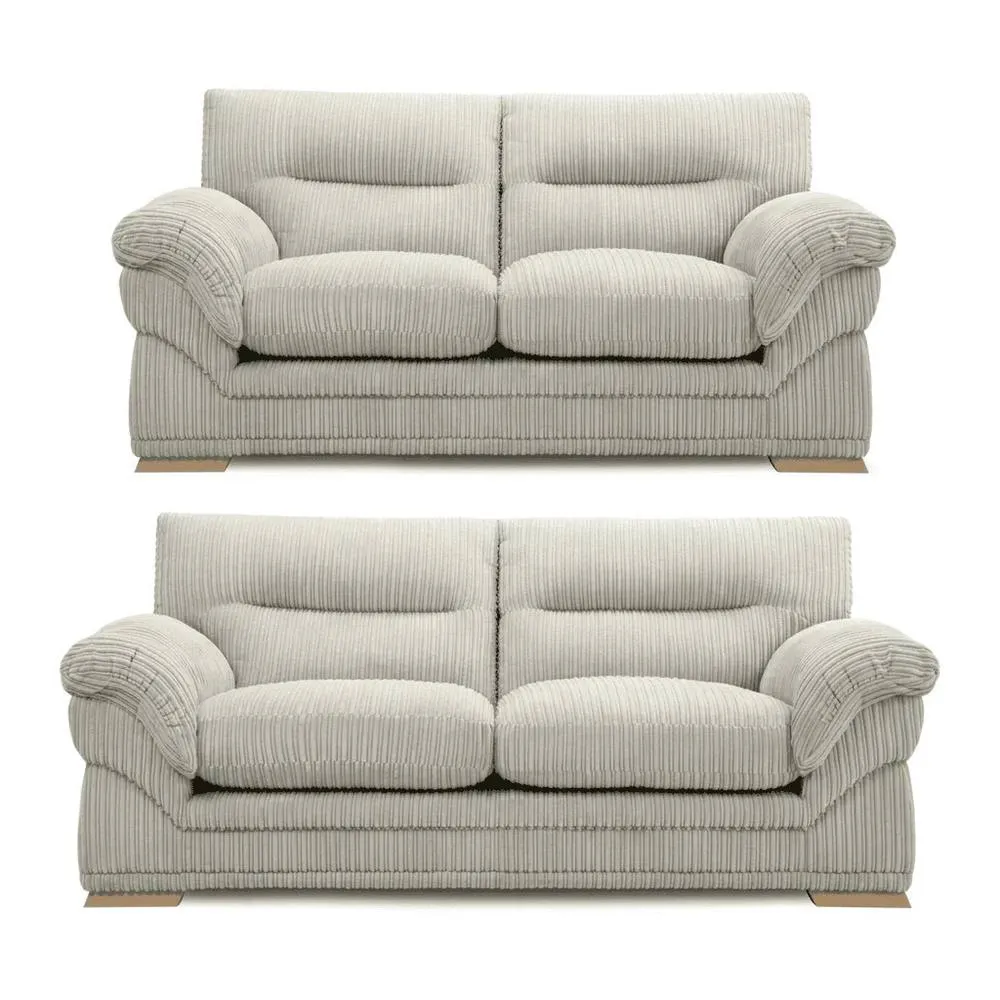Bliss Furniture Amalfi 3+2 Seater Claude Sofa Modern Plush Fabric in Silver