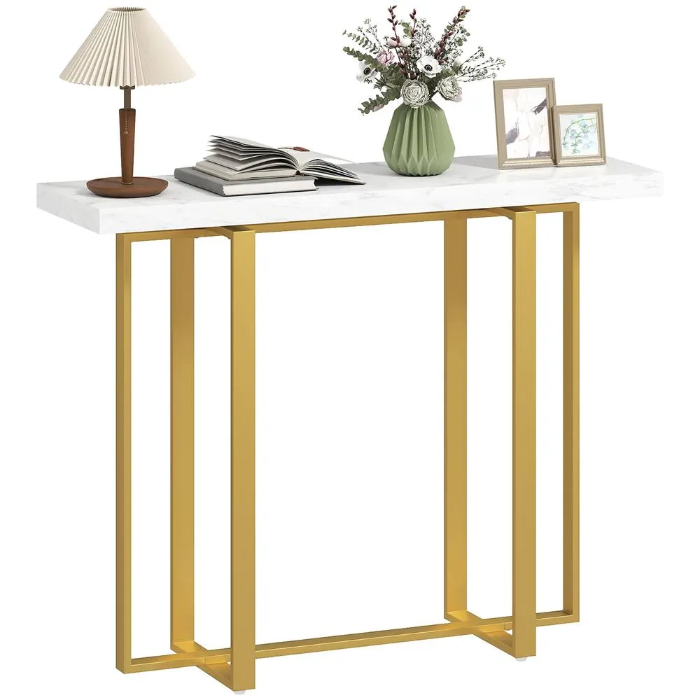HOMCOM Modern Slim Long Accent Sofa Side Table for Hallway, White 2