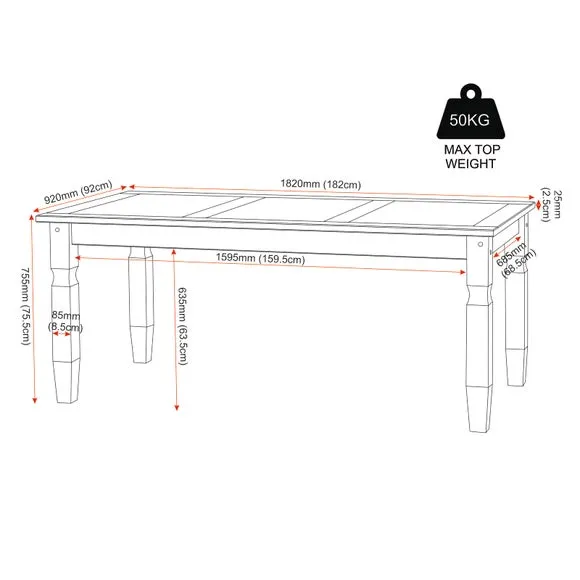 Corona 6 Seater Rectangle Dining Table 4