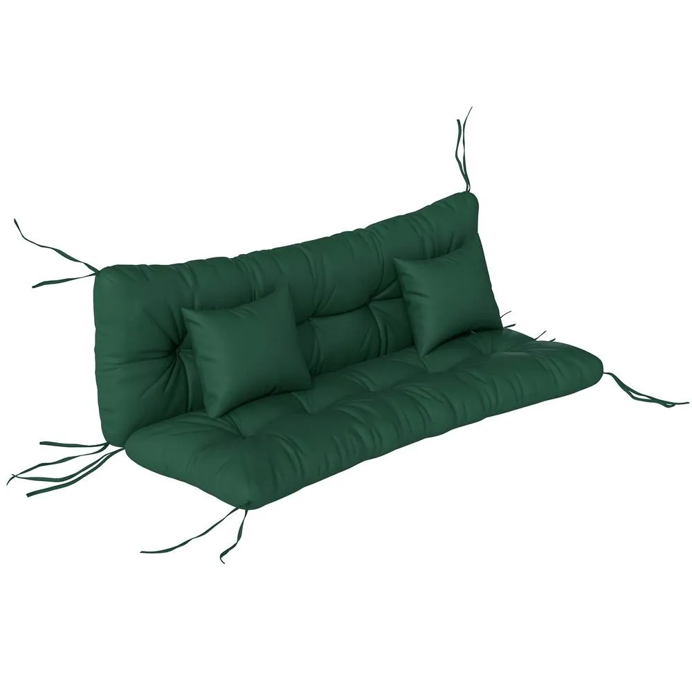 OUTSUNNY Outdoor Seat Cushions Back Cushion with 2 Pillows, Seat Pads in Green 2