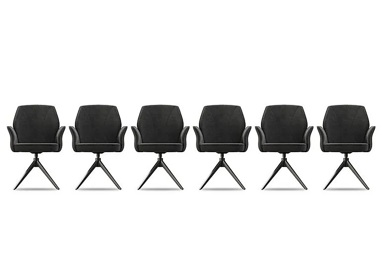 Julio Set of 6 Dining Arm Chairs - Anthracite