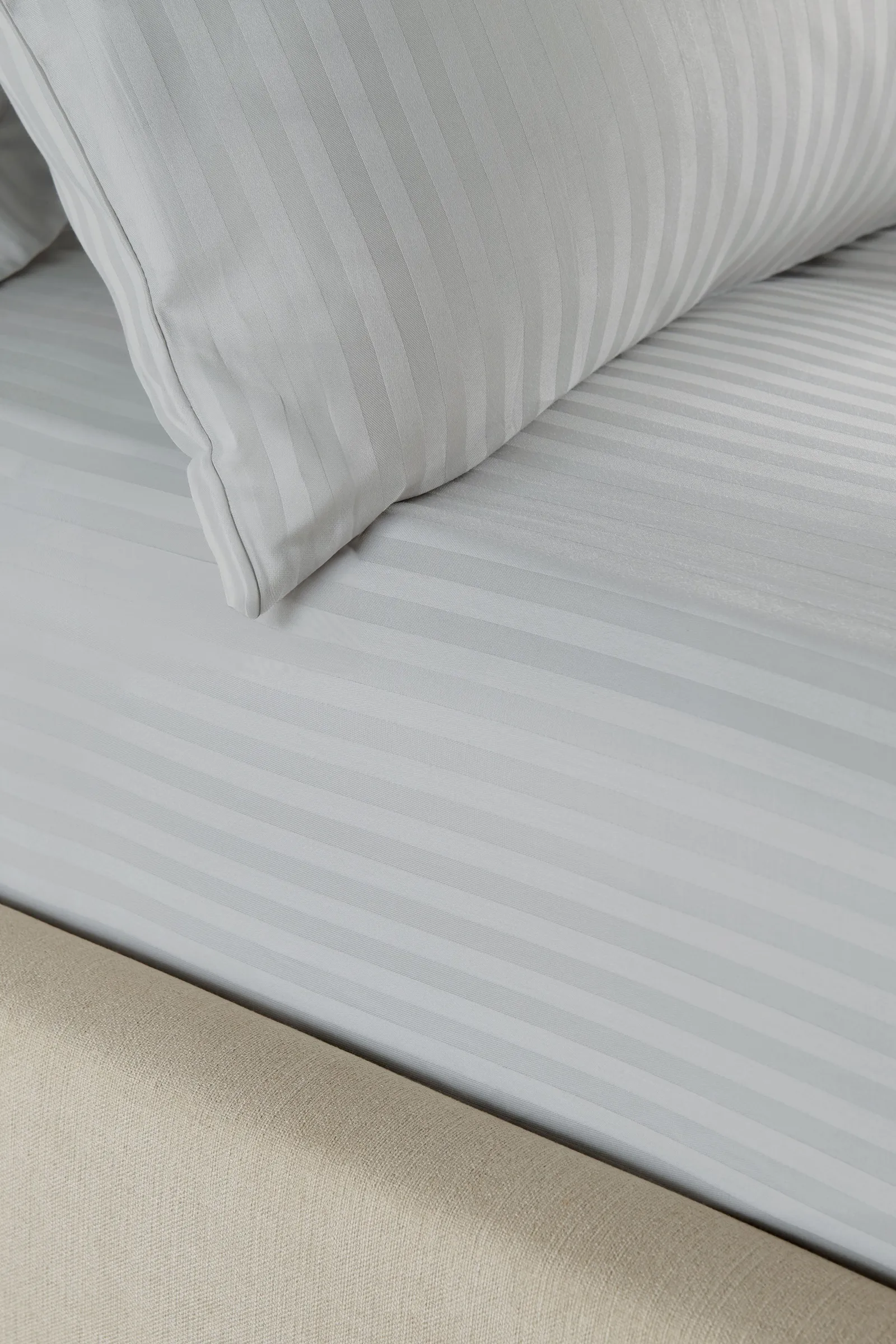 Catherine Lansfield 'Satin Stripe 300 Thread Count' 30cm Depth Sheets in Grey