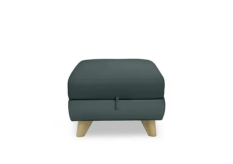 Malmo Leather Storage Footstool - BV Lake Green