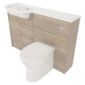 Deccado Benham Pale Oak Slimline Fitted Vanity & Toilet Pan Unit Combination with LH Basin - 1200mm 2