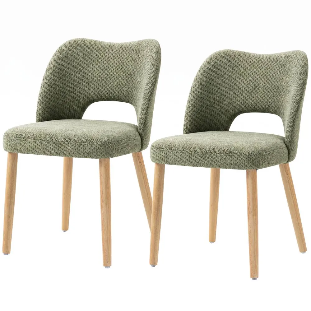 HOMCOM Dining Chairs Set of 2 Curved Open Back in Green