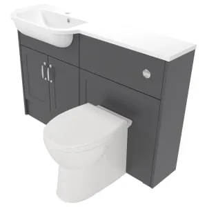 Deccado Padworth Charcoal Grey Left Hand 1200mm Slimline Fitted Vanity & Toilet Pan Unit Combination with Left Hand Basin