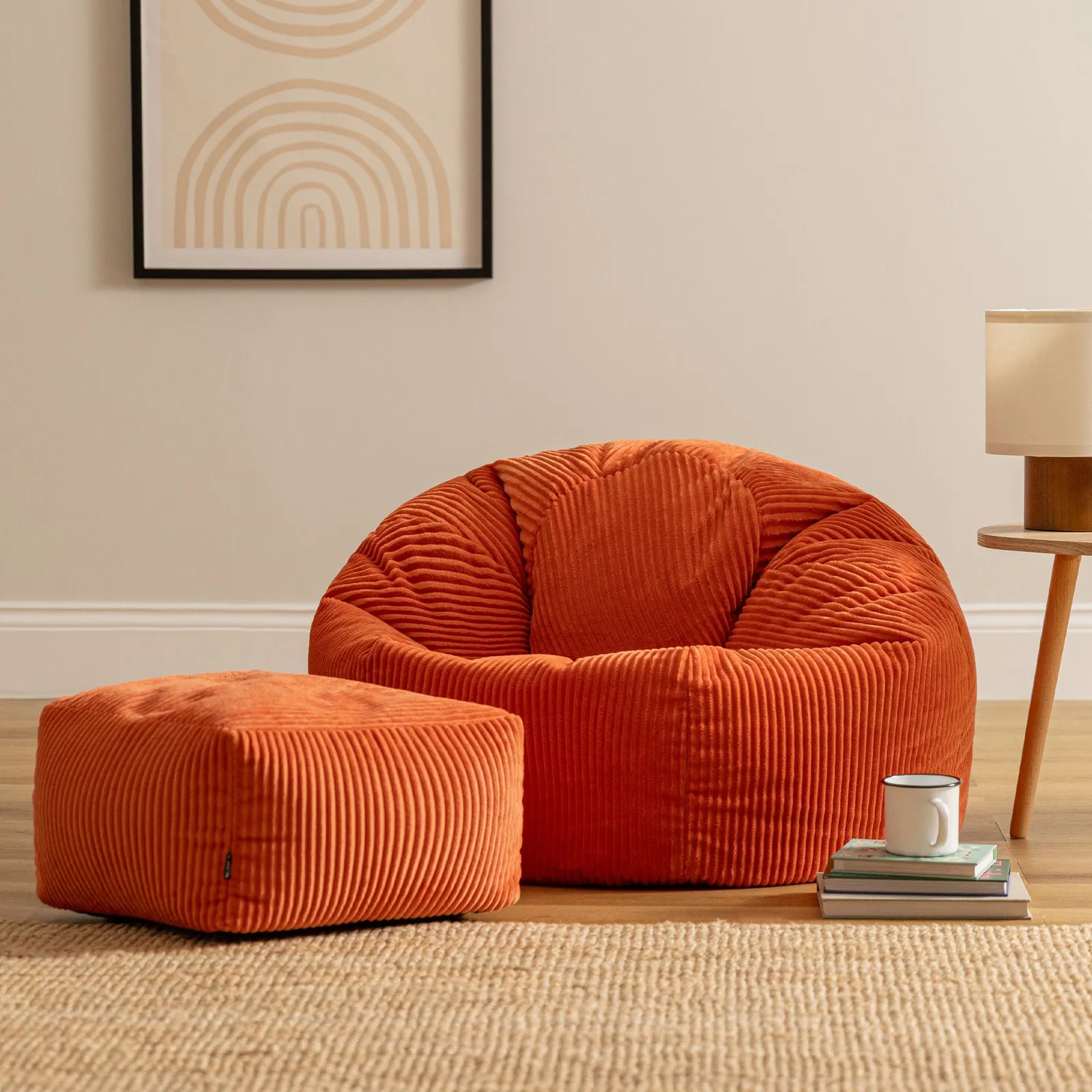 icon Kingston Bean Bag & Footstool Jumbo Cord Bundle in Terracotta