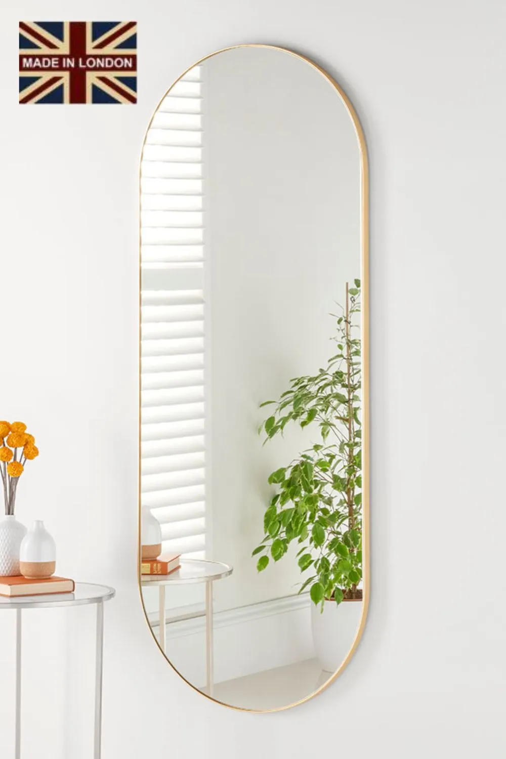 Yearn Mirrors Large Full Length Gold Curved Mirror 150x60cm