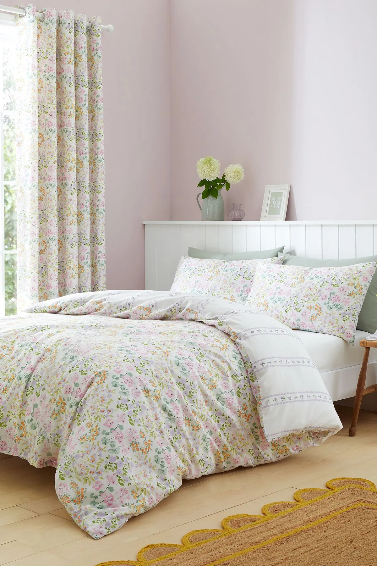 Dreams & Drapes 'Edith' Easy Care Ditsy Floral Print Duvet Cover Set in Lilac