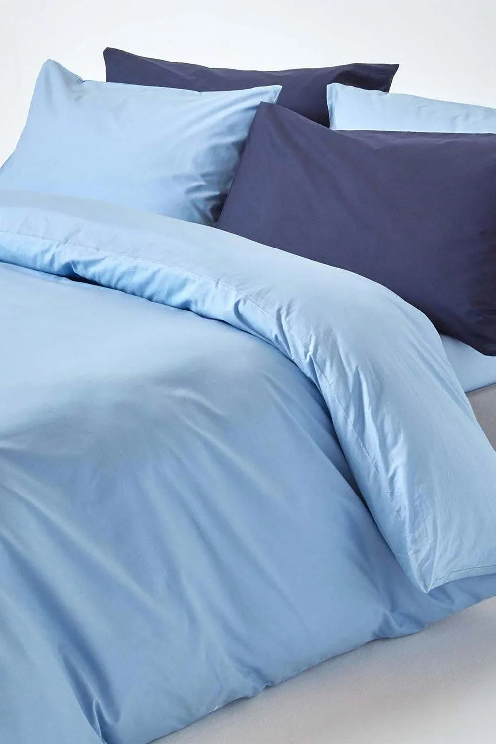 Homescapes Egyptian Cotton Duvet Cover with Pillowcase, 200 TC in Blue 5
