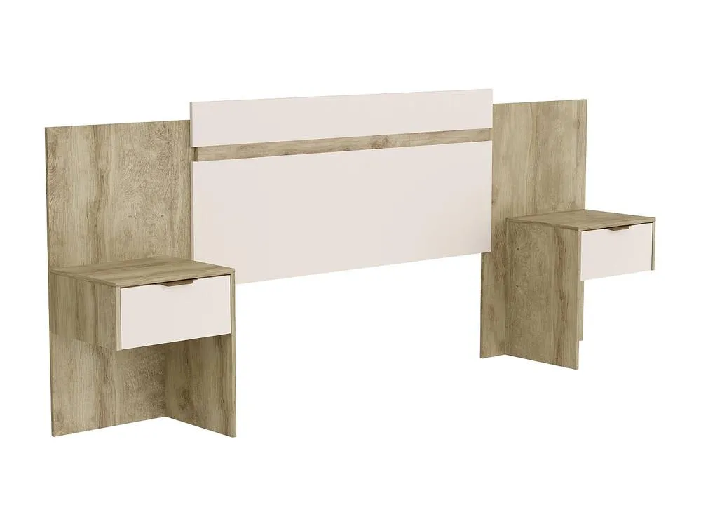 Vente-unique Extendable Headboard With Bedside Tables - 140/160 Cm - Natural & in Light Oak 4
