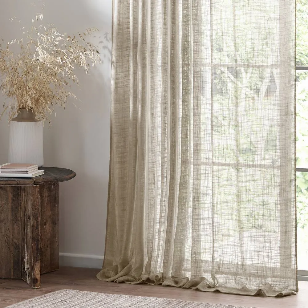 Yard Cirrus Sheer Tab Top Curtain Panel in Light Beige 4