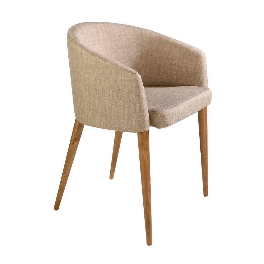 Angel Cerda Beige Upholstered Dining Chair with Armrests and
