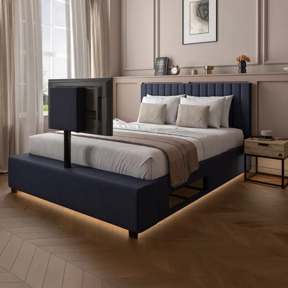 XR Living Maisie LED TV Ottoman Bed Frame