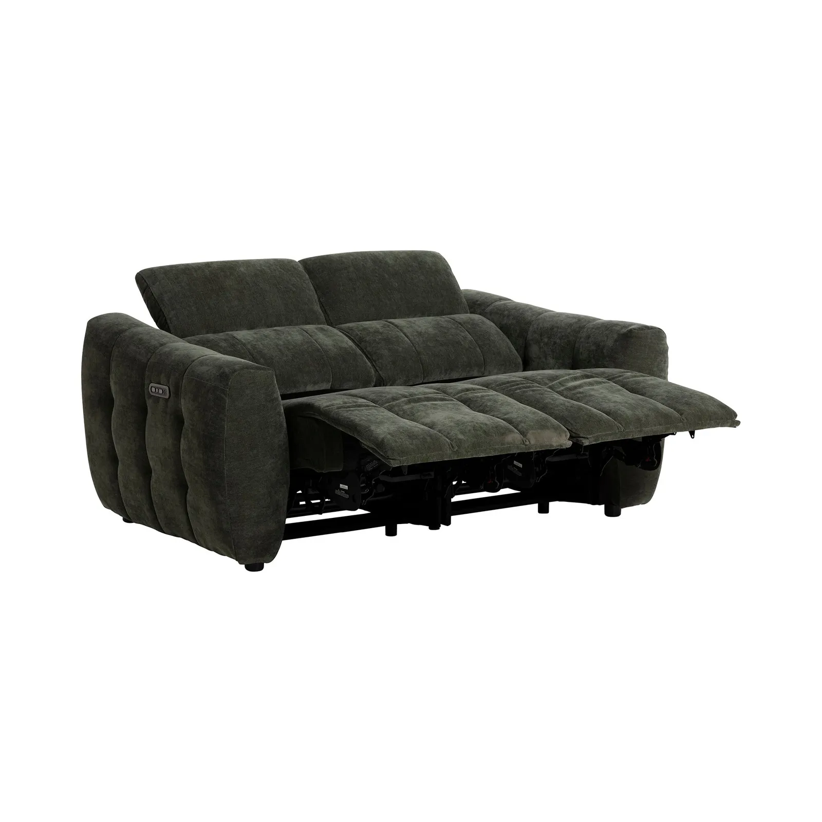 Montgomery 2 Power Seater & Headrest Recliner Sofa, Green Fabric | Barker & Stonehouse 4