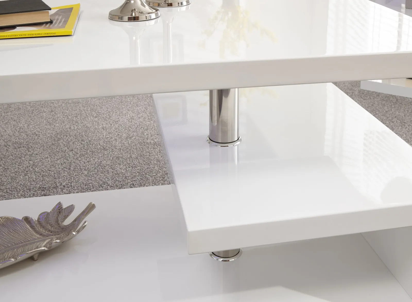 GFW Polar High Gloss LED Coffee Table in White 3