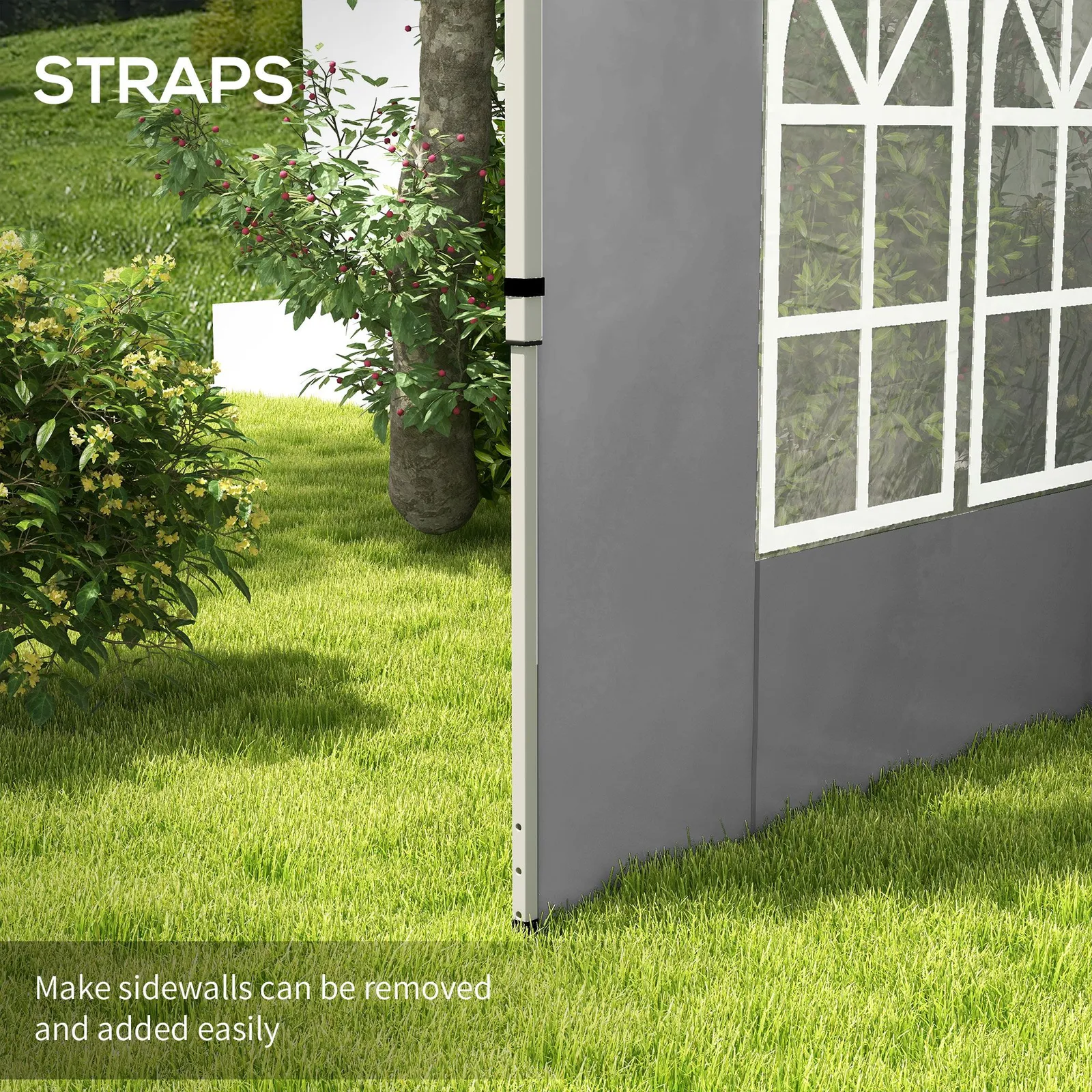 OUTSUNNY Gazebo Side Panels for 3x3(m) or 3x4m Pop Up Gazebo, 2 Pack in Grey 5