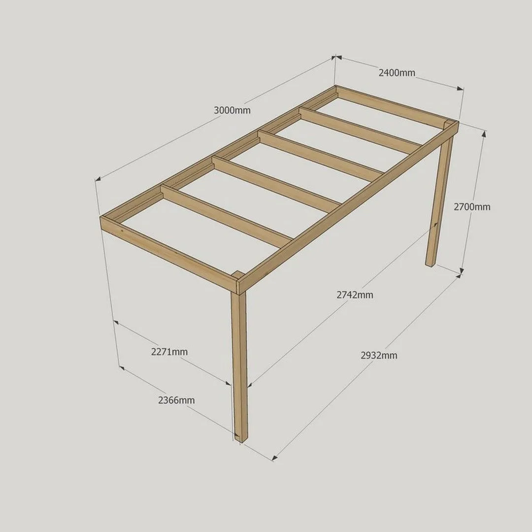 Rutland County Garden Furniture Ltd Wall Mounted Box Pergola - Wood - L240 x W300 x H270 cm - Rustic Brown 3