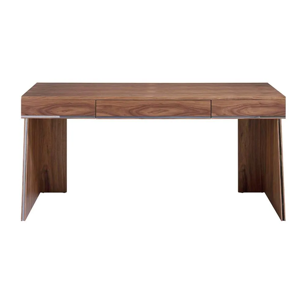 Angel Cerda Walnut Veneer Desk 3 Soft-Close Drawers, 160x61x76 cm in Brown 2