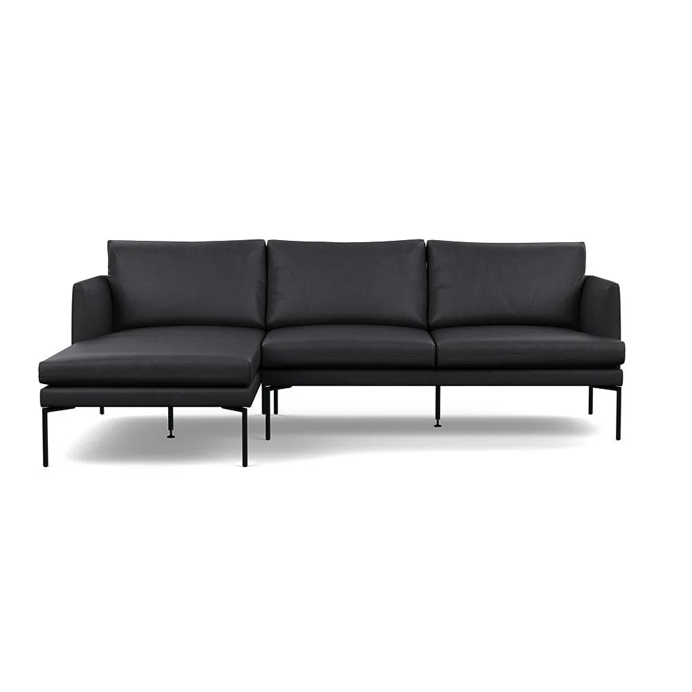Heal's Matera Left Hand Facing Chaise Sofa Linea Leather Black 622 Black Feet 1