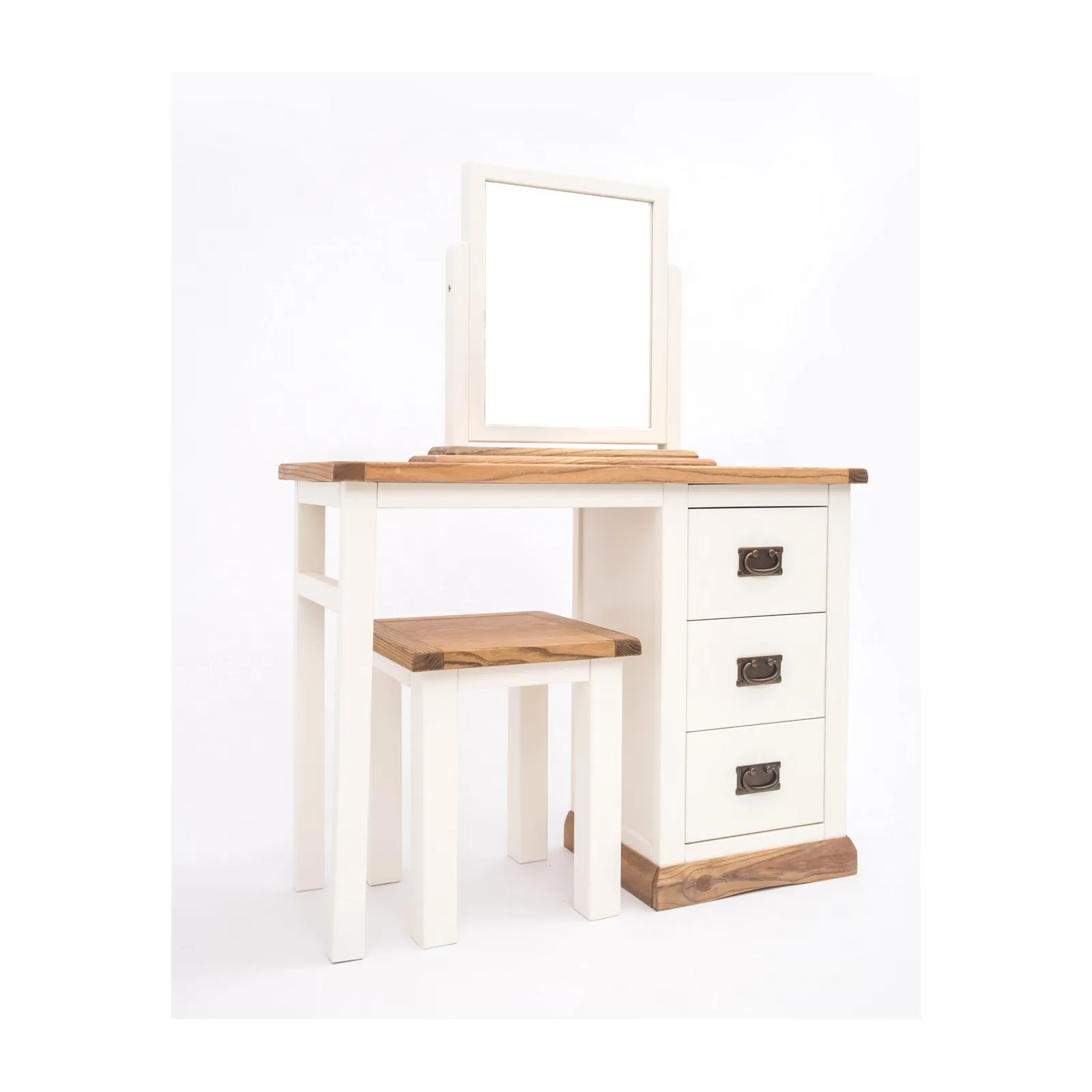 Cabinet Bits Tropea 3 Drawer Dressing Table Set Brass Drop Handle in Off-White 2