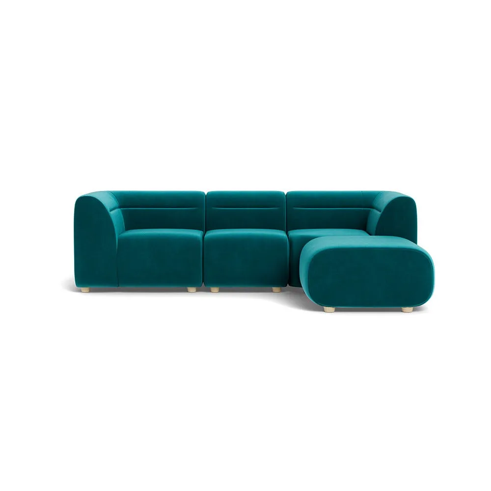 Heal's Lilli Right Hand Facing Corner Sofa Smart Velvet Petrol Natural Beech Feet 1