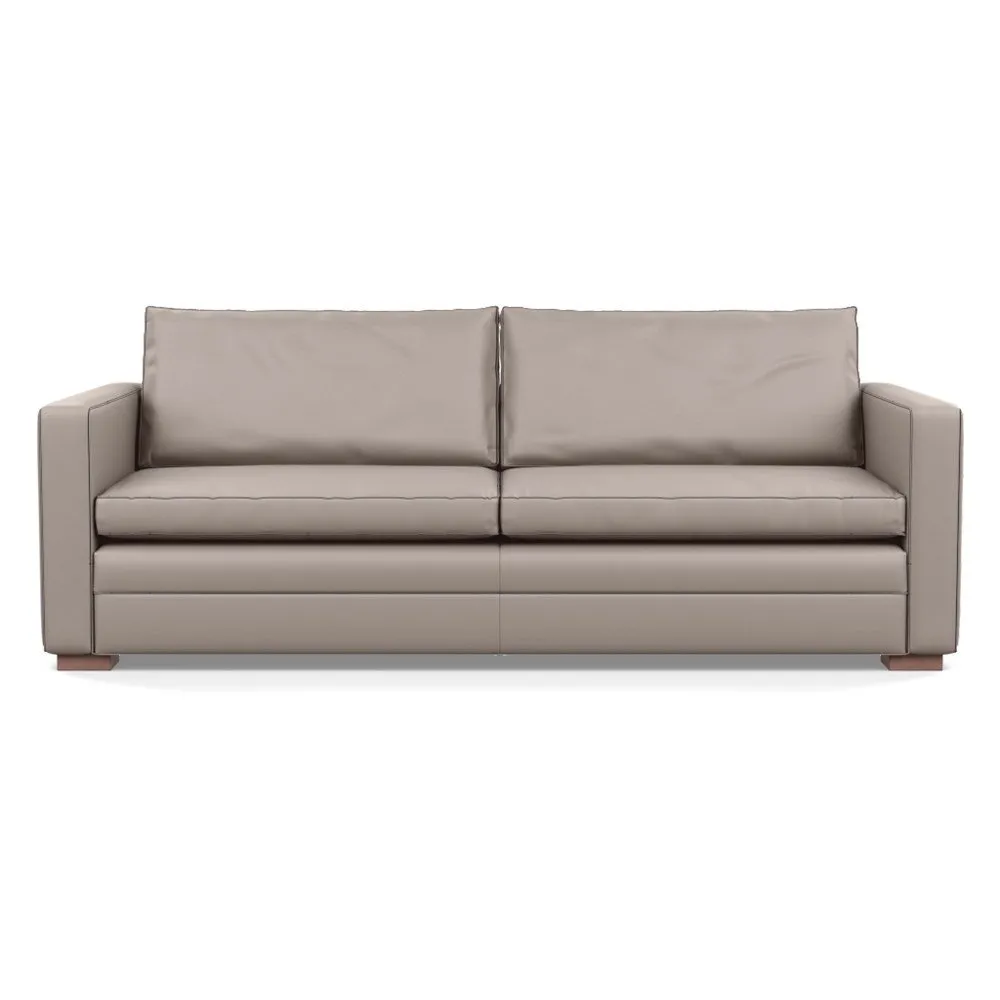 Heal's Palermo 4 Seater Sofa Leather Grain Light Grey 060 Walnut Feet 1